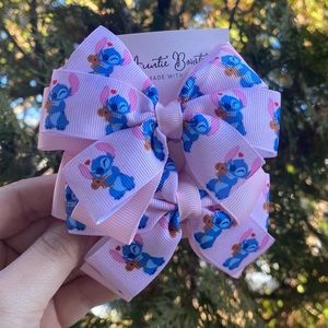 Stitch Cute Valentine Inspired Hair Bow Pair, Piggy Set
